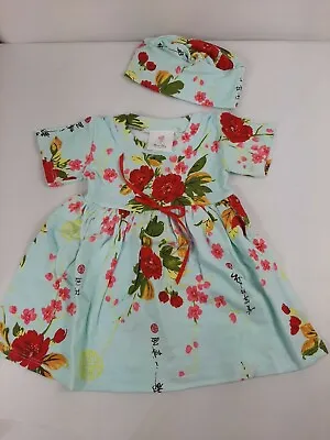 Mad Sky Los Angeles NWT 18 Month Year Girls Blue Floral Dress W/ Hat • $19.99