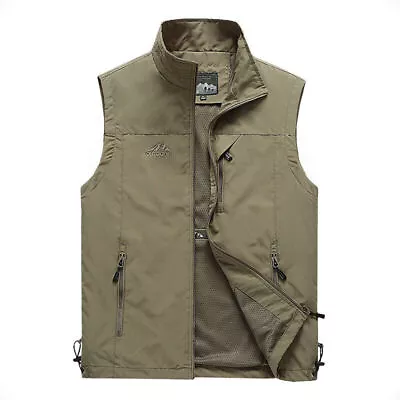 Mens Gilet Body Warmer Multi Pocket Full Zip Lightweight Vest Sleeveless M-4XL • £16.87