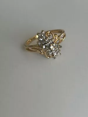 Diamond Cluster Ring Vintage 14k Gold • $250