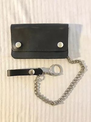 Small Black Leather Biker/Trucker Wallet W/ Chain • $10