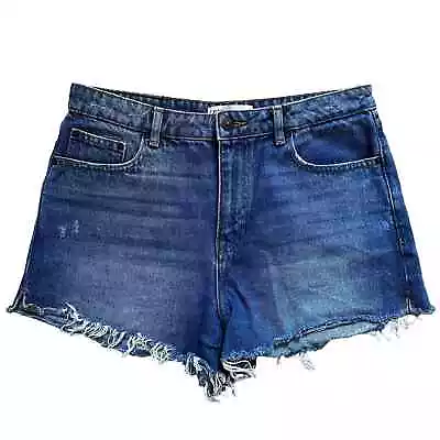 Zara Denim High Waist Short Blue Cutoff High Rise Size 8 • $20