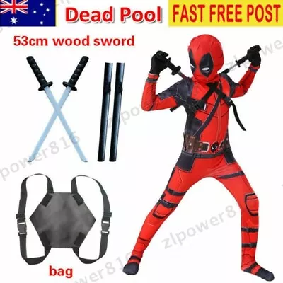 Deadpool Costume Adult Kids Lycra MorphSuit Boy Halloween Party Cosplay Jumpsuit • $23.99