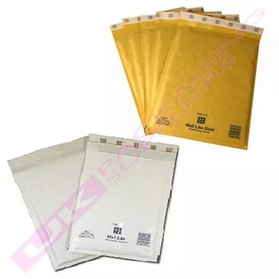 A/000 110x160mm WHITE / GOLD MAIL LITE SEALED AIR PADDED BUBBLE ENVELOPES A000 • £15.28