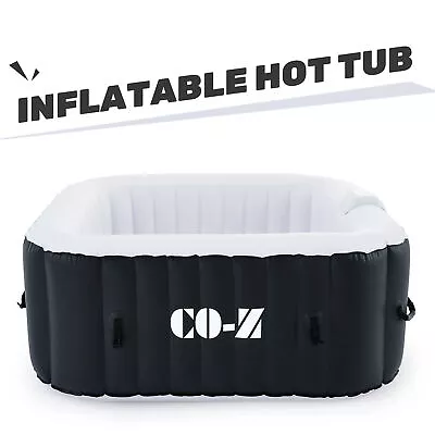 4 Person Inflatable Spa Hot Tub W 120 Air Jet&Pump & Cover Outdoor Square Black • $352.47