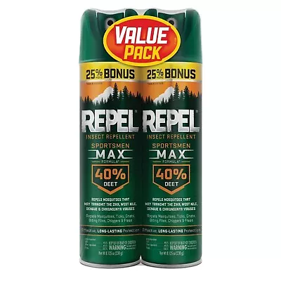 Repel Insect Repellent Sportsmen Max Formula 40% DEET Aerosol Value Pack • $12.98