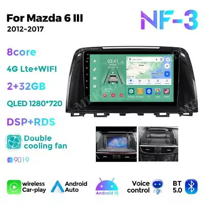 QLED For Mazda 6 2012-2017 Android 13 Car Stereo Radio Carplay GPS 8Core DSP FM • $239.19