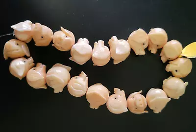 24 Pig Head Boar 17mm Buffalo Animal Bone Carved Cabochon Beads Jewelry Making • $20