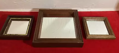 Vintage Framed Mirrors Lot Of 3 Wooden Square Picture Frames HOME DECOR Wall • $30