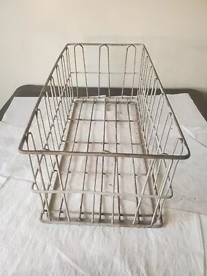 Galvanized Metal Wire Milk Crate Retangled 23  Long Industrial Dairy Decor #2 • $24.99