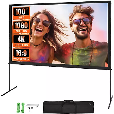 VEVOR Projector Screen With Stand 100 Inch 16:9 4K 1080 HD Movie Screen Bar Feet • $47.49