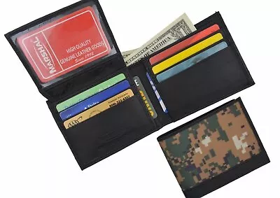 Men's RFID Blocking Soft Leather Camo Bifold Wallet ID Window Military Design • $14.99