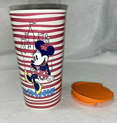 Disney MINNIE MOUSE Ceramic Travel Mug Tumbler With Lid * Red/White * Great! • $10.95