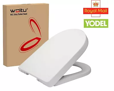 WOLTU Toilet Seat D Shape Soft Close Adjustable Hinge Toilet Lid Cover & Fixings • £11.97
