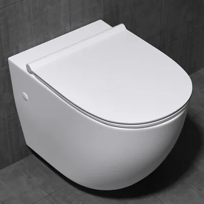 £134.99 • Buy Durovin WC Toilet Pan Ceramic Wall Hung Round White With Soft Close Seat 555mm