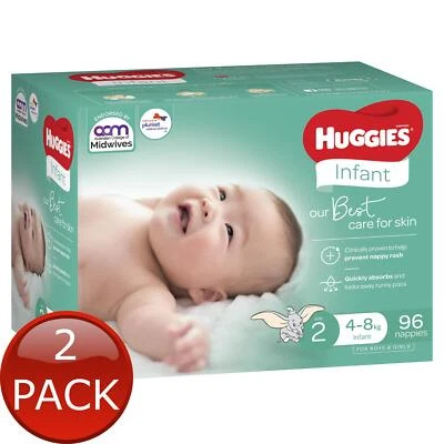 $114.10 • Buy 2 X Huggies Nappies Ultimate Infnt Jmb 96Pk