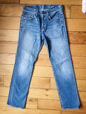 Womens W29 L34  7 For All Mankind Straight Leg BLUE Jeans STANDARD - Button Fly • £19.99