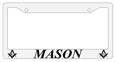 Mason W/LOGOS White Plastic License Plate Frame • $6.49