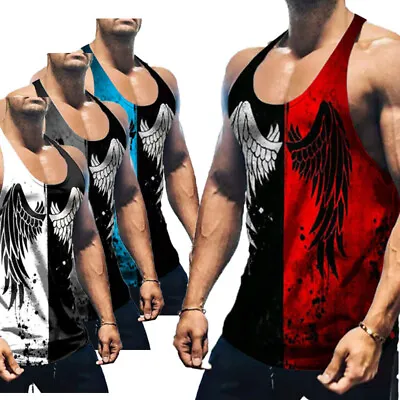 £5.99 • Buy Men Vest Sleeveless Tank Top Training Gym BodyBuilding Vests Muscle Sports Shirt