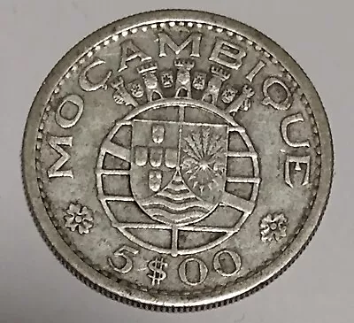 1960 MOZAMBIQUE 5 ESCUDOS SILVER COIN Some Cleaning AFRICA • $4.28