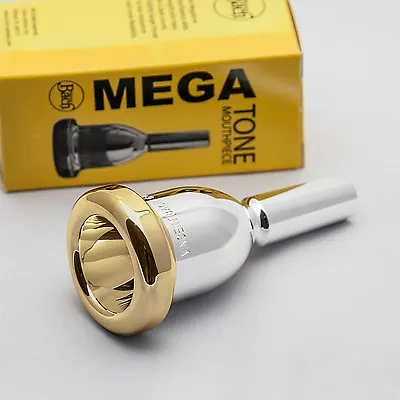 Bach 4G Megatone 24K Gold Rim & Cup Large Shank Trombone Mouthpiece NEW! • $214.91