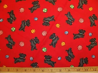 Mary Engelbreit Scottie Dogs Balls On Bright Red  Cotton Fabric Fq • $8.95