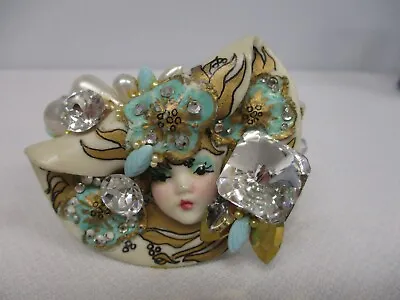 Signed Wendy Gell Jeweled Face Cuff Bracelet • $168.75