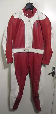 Vintage 70's Harro 2 Piece Leather Motorcycle Suit Size Ukm  Red Barron • $98.36