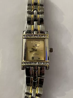 Ladies MARK NAIMER Gold & Silver Tone Bejeweled Bezel New Old Stock Works GREAT! • $23.19