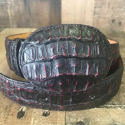 Cuadra Black Cherry Caiman Belt Mens 36 • $125