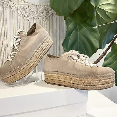 Miu Miu By Prada Beige Platform Espadrille Sneakers Shoes Flats - Size 8 / 38 • $68
