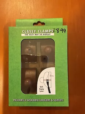 Classy Clamps Wooden Quilt Wall Hangers 4 Set Dark Brown Wood With Screws New • $26.99