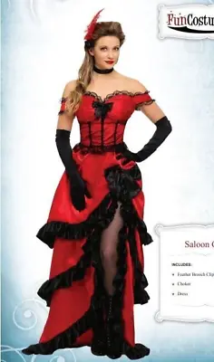 Women's Plus Size Sultry Showgirl Saloon Girl Red Dress Costume SIZE 3X (NEW) • $56.99