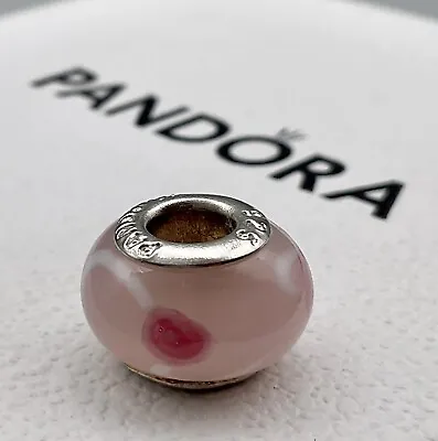🩶 (lot D) A Genuine ‘pandora’ Pink & White Swirly Murano Glass Charm. 🩶 • £12.50