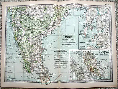 Southern India - Original 1897 Map By The Century Company. Antique • $19