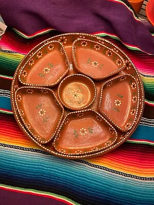 Mexican Pottery Large Appetizer Tray Serving Dishes Platter Dish 7 Piece Set 12  • $40