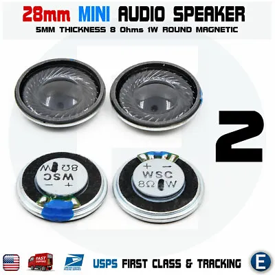 2pcs Speaker 28mm Dia 8 Ohm 1W 5mm Mini Micro Audio Magnetic Arduino • $3.45