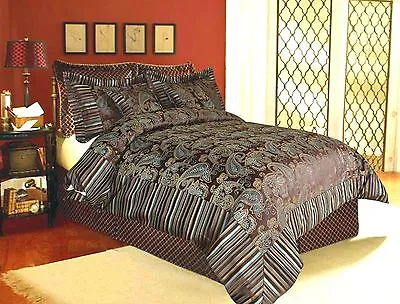Tache 6 PC Chenille Dark Brown Floral Eastern Spring Paisley Comforter SetW/Zip • $185.90