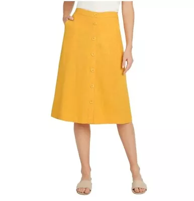 Matty M Ladies' Button Front Skirt With Pockets Honey Yellow • $17