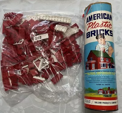 Vintage American Plastic Bricks By Halsam Play Set No 715 Not Complete Red/White • $19.99