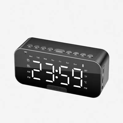 Bluetooth Speaker Digital Alarm Clock MP3 Player FM Radios Snooze Makeup Mirror • $13.90