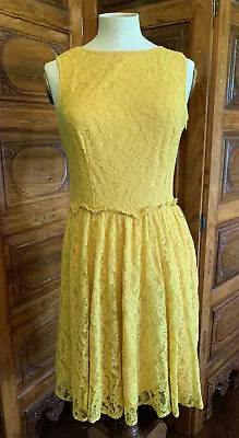 Lace Dress From M&S Limited Collection  Yellow Ochre Mustard Size 10 New • £12.50