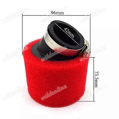42mm Air Filter Angled Foam Pod For 125 140cc Pit Dirt Bike GY6 150cc Moped Red • $9.95