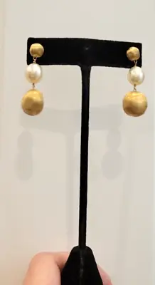 MARCO BICEGO 18K Yellow Gold Bead Drop Earrings With Pearl At Center • $1199.99