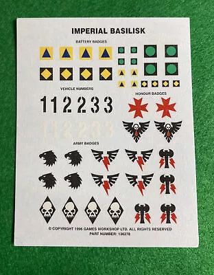 $11.02 • Buy Warhammer 40k Imperial Guard Basilisk Vehicle Transfers Astra Games Workshop 90s