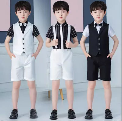 Boy Baby Formal Boys Suits 4 Piece Short Set Suit Waistcoat Suit Wedding Page • £22.99