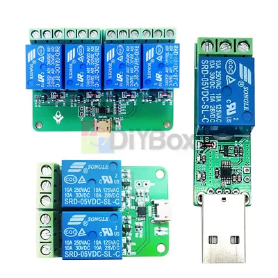 5V 1/2/4 Channel Relay Module HID Drive-free Micro USB 10A/250VAC 10A/30VDC • $3.28