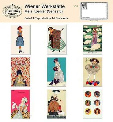 Wiener Werkstatte:  	Mela Koehler (Series 3) - Lot Of (9) Rare Repro Postcards • $9.95