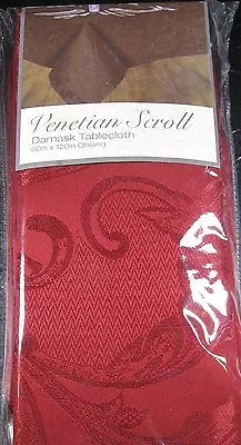 Damask Tablecloth Venetian Scroll  Cranberry Assorted Sizes 100% Polyester • $15.99