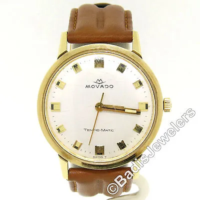 Vintage '60s Mens 14k Gold 34mm Movado Sub Sea Tempo Matic Automatic Wrist Watch • $1980