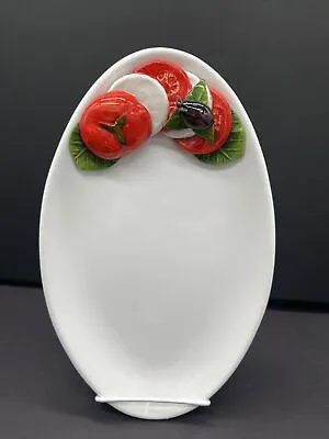 Ceramic 11  Platter Majolica Caprese Tomato Olive Cheese Basil Made In Italy • $24